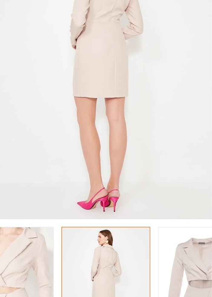 Bej ceket elbise - Görsel 2