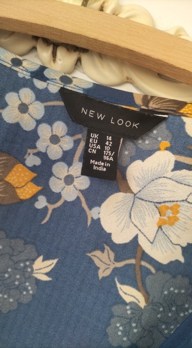 Bohem Mavi Çiçek Desenli Midi Kadın Elbise - Görsel 3