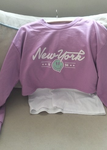 Mor Pamuklu çocuk Sweatshirt - Görsel 5