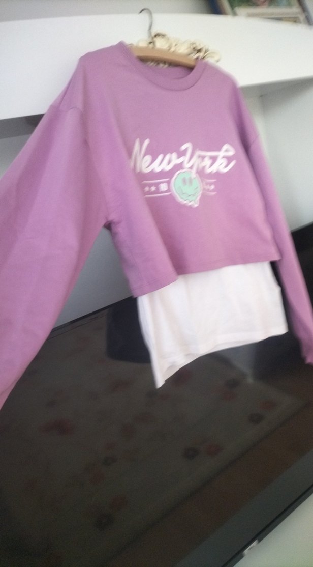 Mor Pamuklu çocuk Sweatshirt - Görsel 2