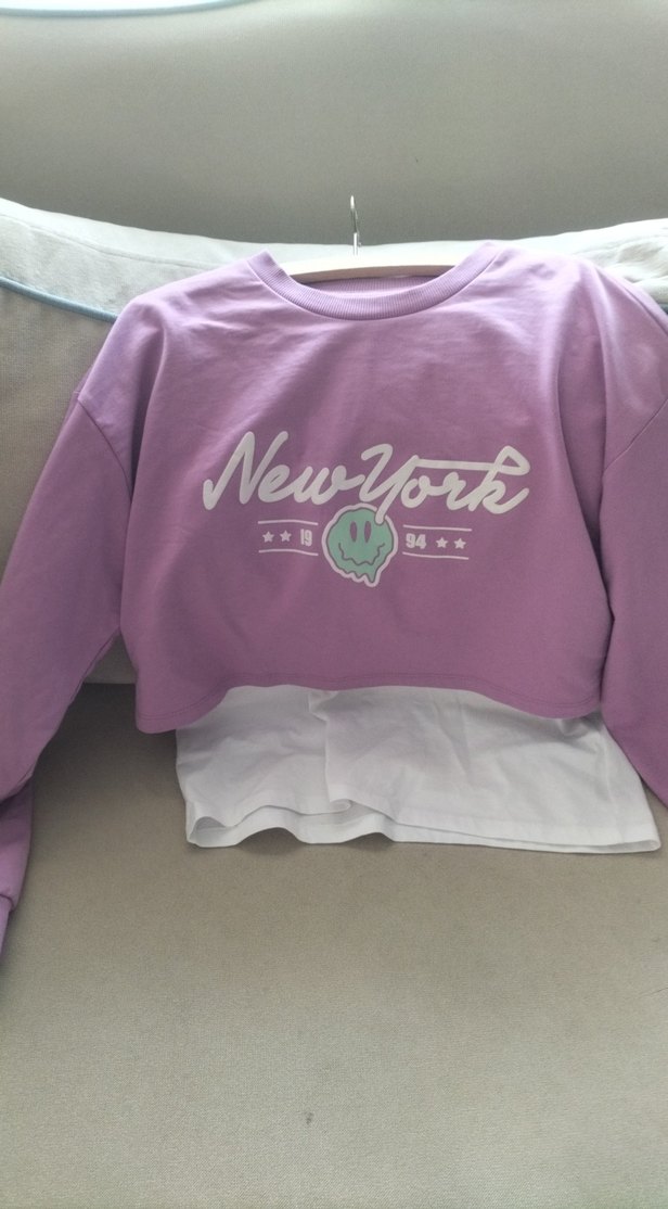 Mor Pamuklu çocuk Sweatshirt - Görsel 5