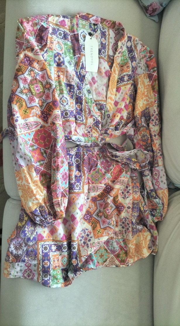 Bohem Tarzda Uzun Renkli Kadın elbise - Görsel 2