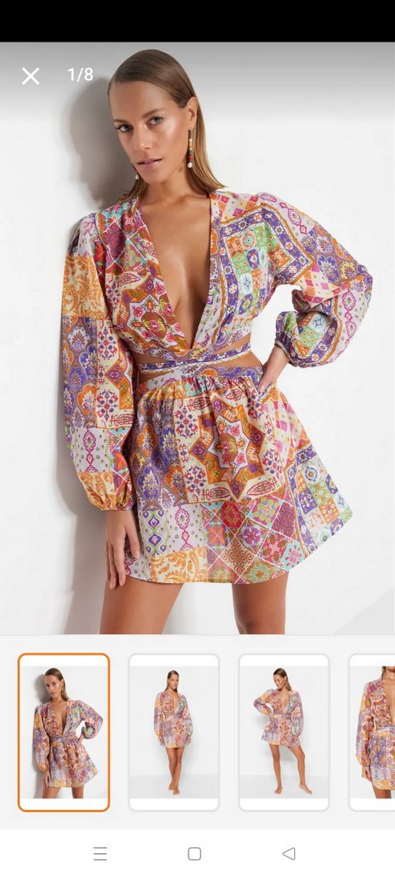 Bohem Tarzda Uzun Renkli Kadın elbise - Görsel 4