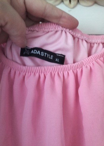 Pembe Uzun Volanlı Straplez Bohem Elbise - Görsel 5