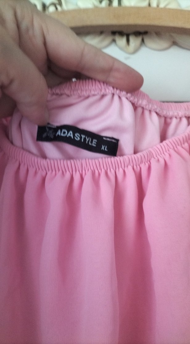 Pembe Uzun Volanlı Straplez Bohem Elbise - Görsel 5