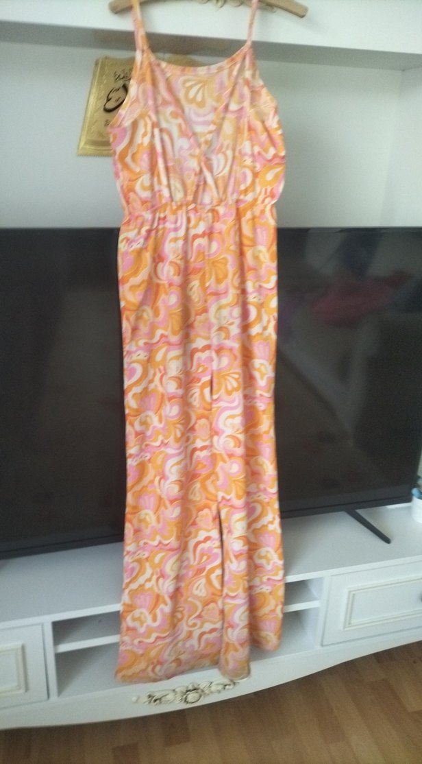 Pembe Pastel Desenli Bohem Uzun Tulum - Görsel 4