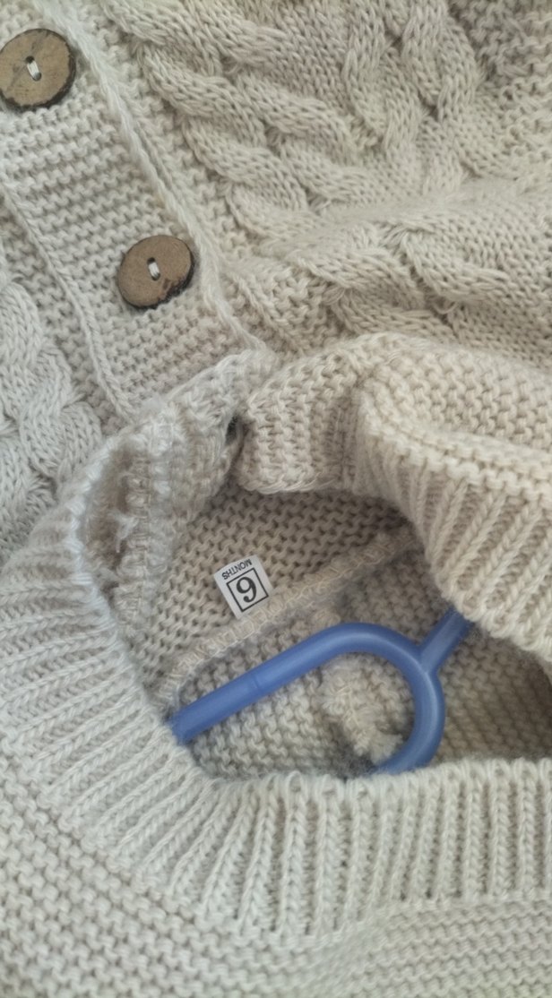 Kapüşonlu Örgü Gri Bebek Tulumu - Görsel 3