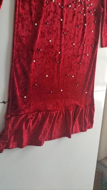 l Beden kırmızı Renk Kadife Mini elbise