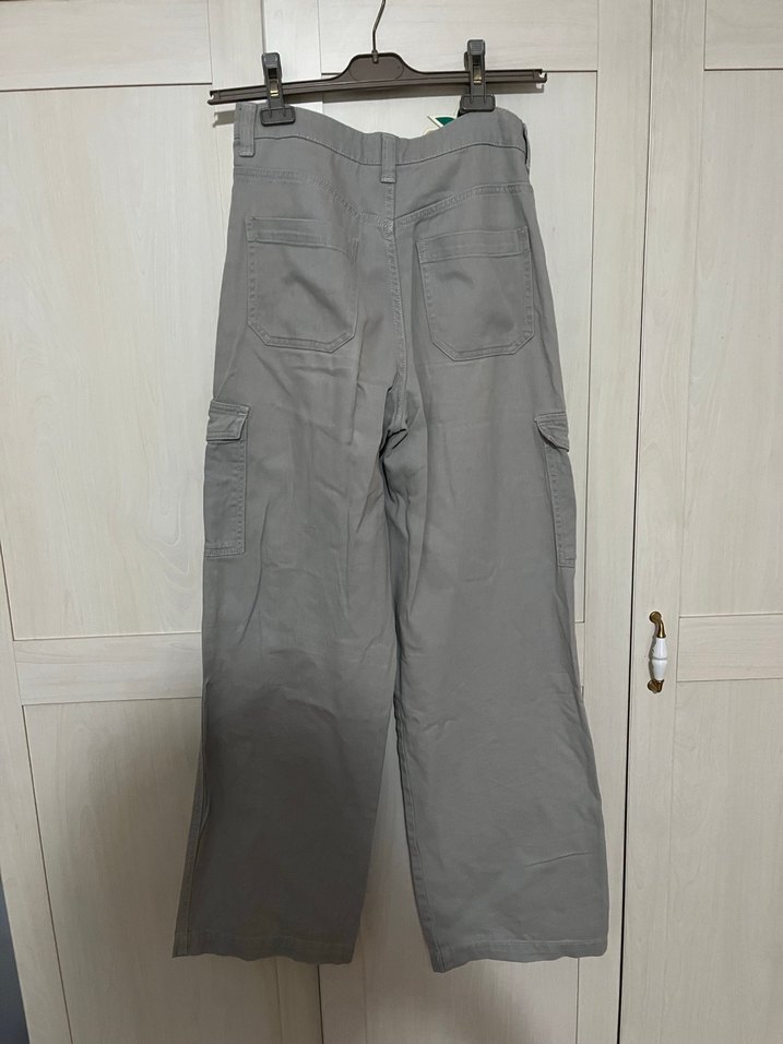 Gri Bol Kesim  Kadın Kot Pantolon - Görsel 3