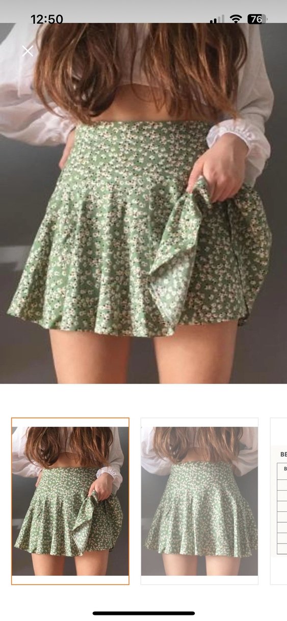 Volan Detaylı Yeşil Mini Etek - Görsel 2