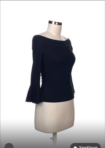 Siyah madonna yaka omzu açık bluz - Görsel 2