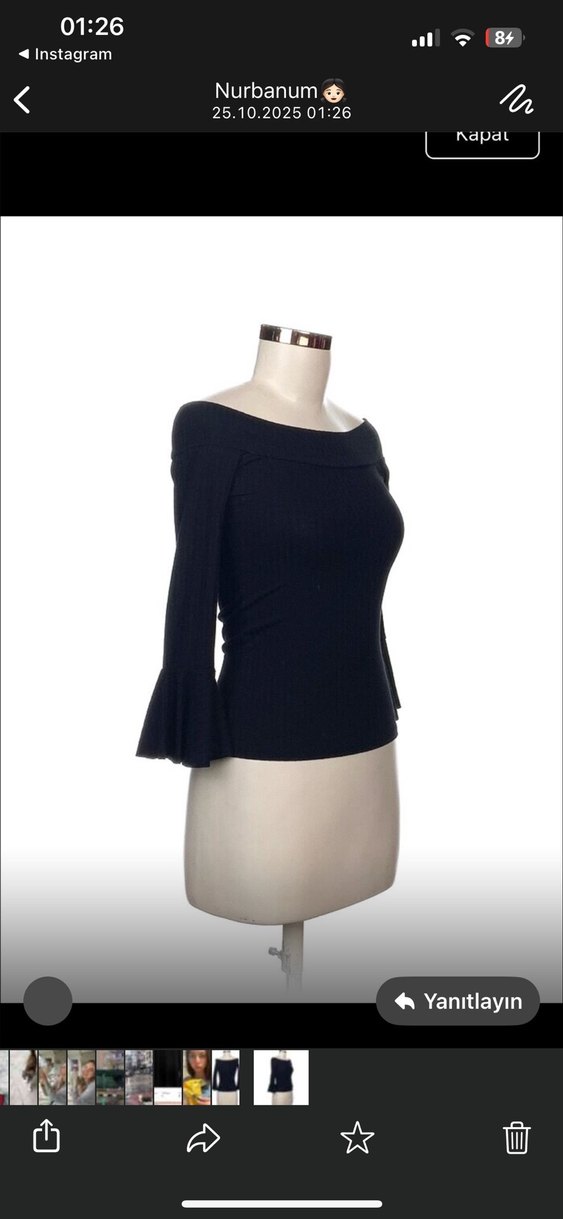 Siyah madonna yaka omzu açık bluz - Görsel 2