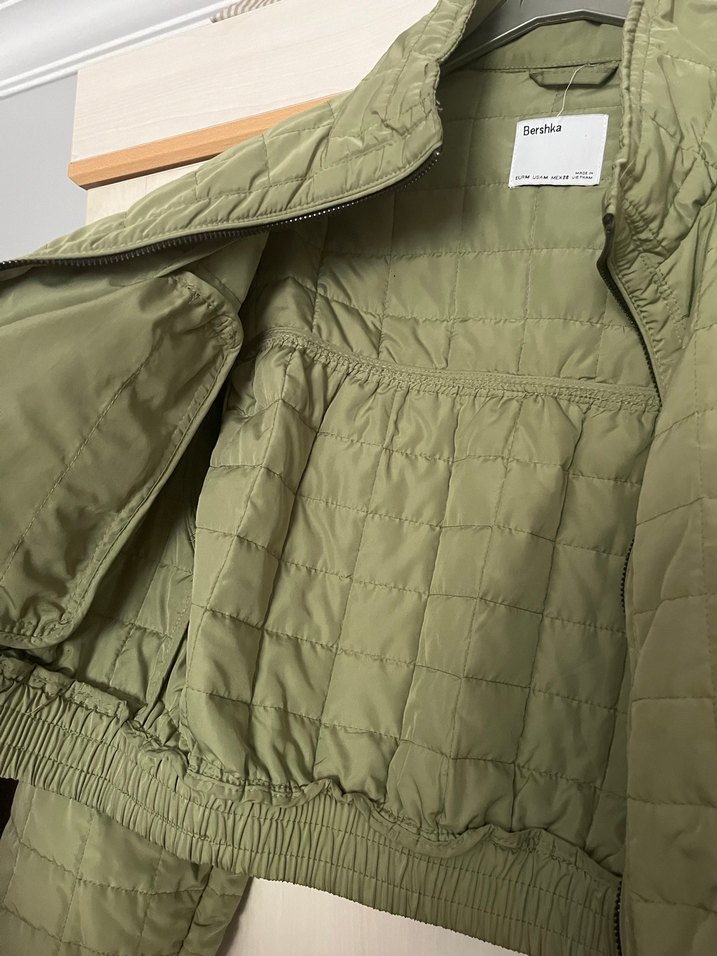 Yeşil Fermuarlı Kısa bershka mont - Görsel 5