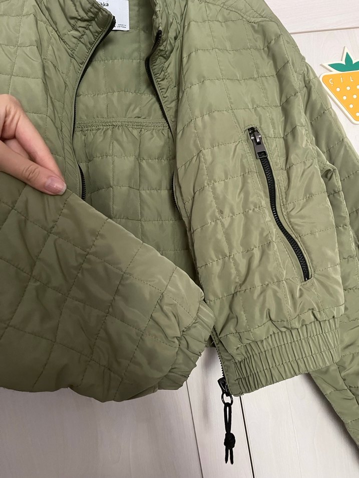 Yeşil Fermuarlı Kısa bershka mont - Görsel 4