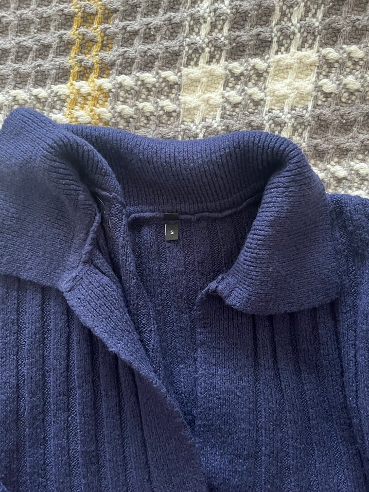 Kadın Lacivert V Yaka Örgü Kazak - Görsel 4