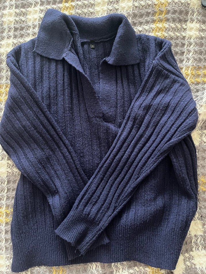 Kadın Lacivert V Yaka Örgü Kazak - Görsel 5