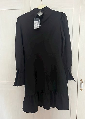 Uzun Kollu A Kesim Siyah Mini Elbise - Görsel 3