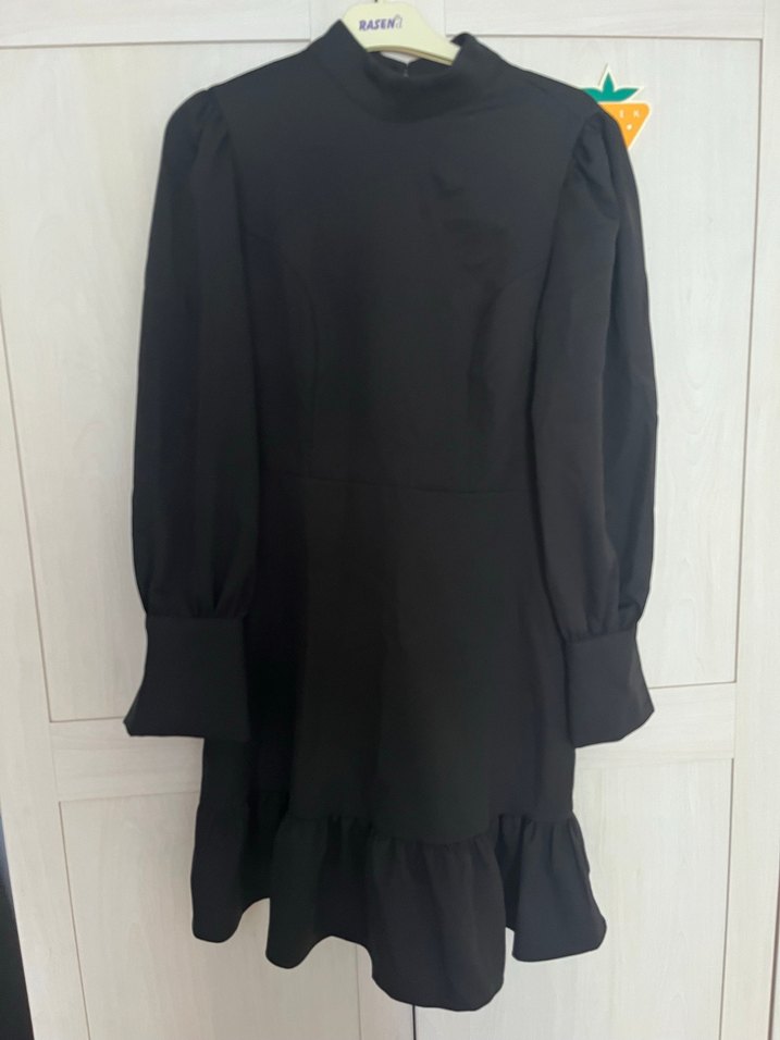 Uzun Kollu A Kesim Siyah Mini Elbise - Görsel 2