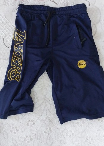 Lakers Baskılı Mavi Midi Şort