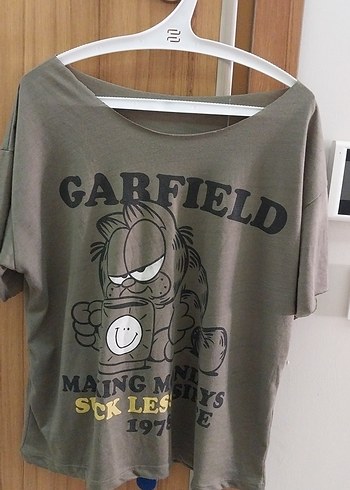 Diğer Gri Garfield Baskılı Hamile Tişörtü