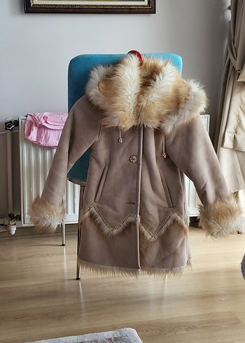 Süet Kürklü Bohem çocuk Kaban - Görsel 2