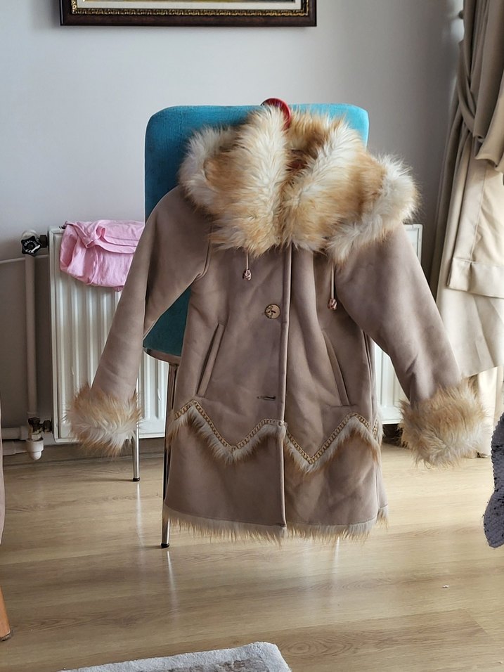 Süet Kürklü Bohem çocuk Kaban - Görsel 2