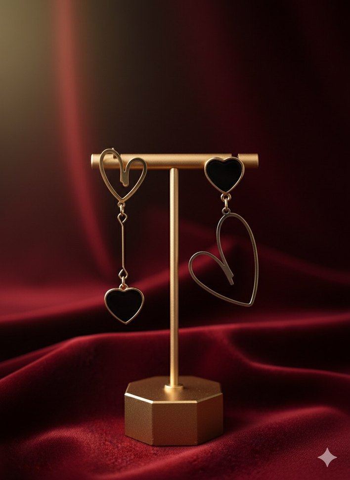 Uzun Zincir Detaylı Altın Renk Küpeler - Görsel 2