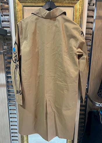 Nakışlı Bej Kadın Trençkot - Görsel 7