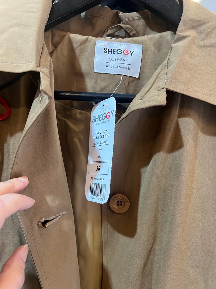 Nakışlı Bej Kadın Trençkot - Görsel 5