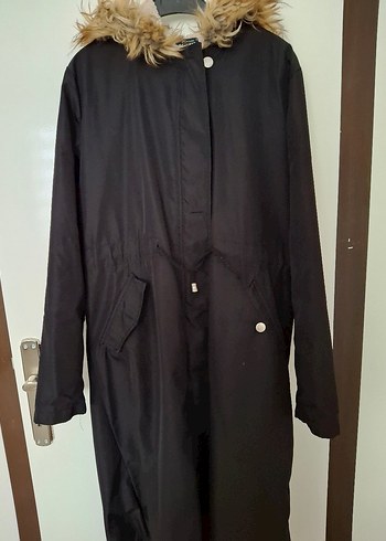 Düğmeli Siyah Kadın Uzun Ceket - Görsel 2