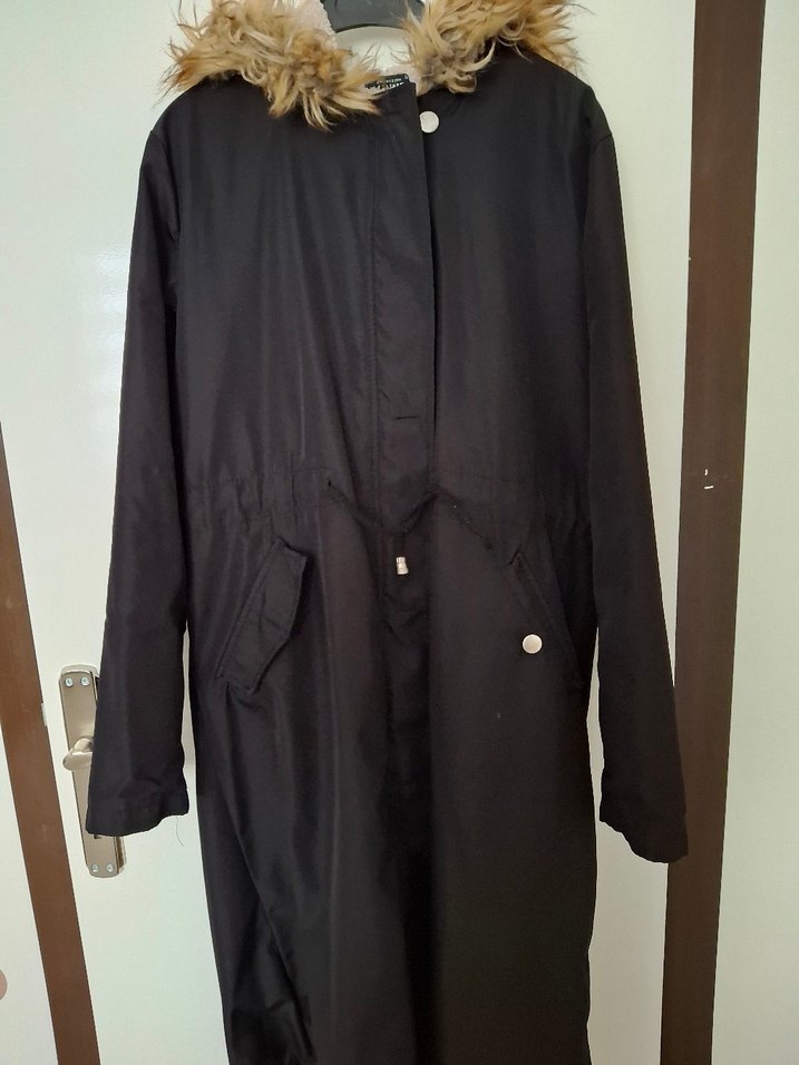 Düğmeli Siyah Kadın Uzun Ceket - Görsel 2