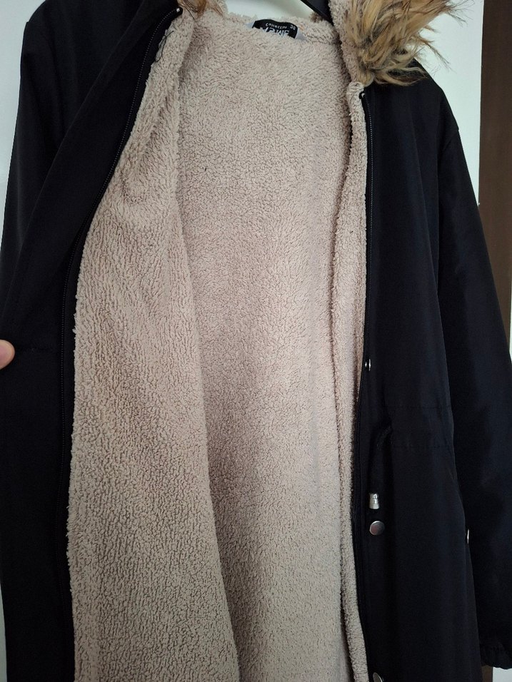 Düğmeli Siyah Kadın Uzun Ceket - Görsel 3