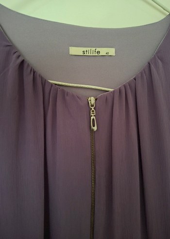 Uzun Kollu Mor Piliseli Kadın Elbise - Görsel 2