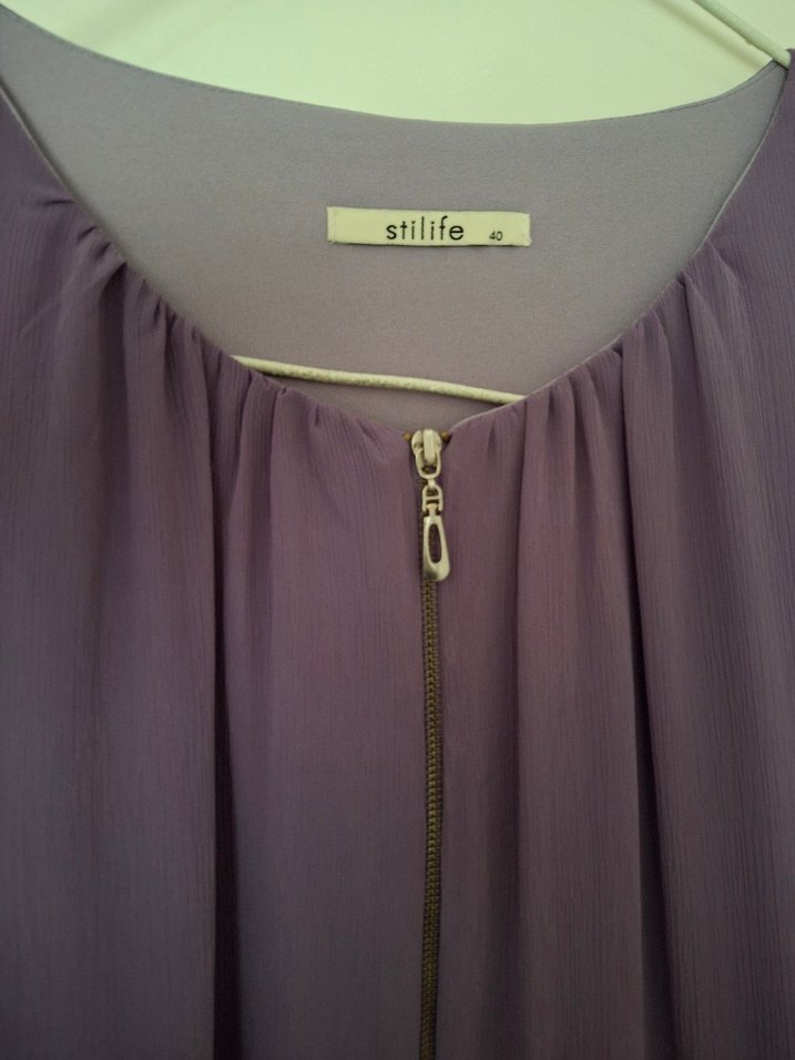 Uzun Kollu Mor Piliseli Kadın Elbise - Görsel 2