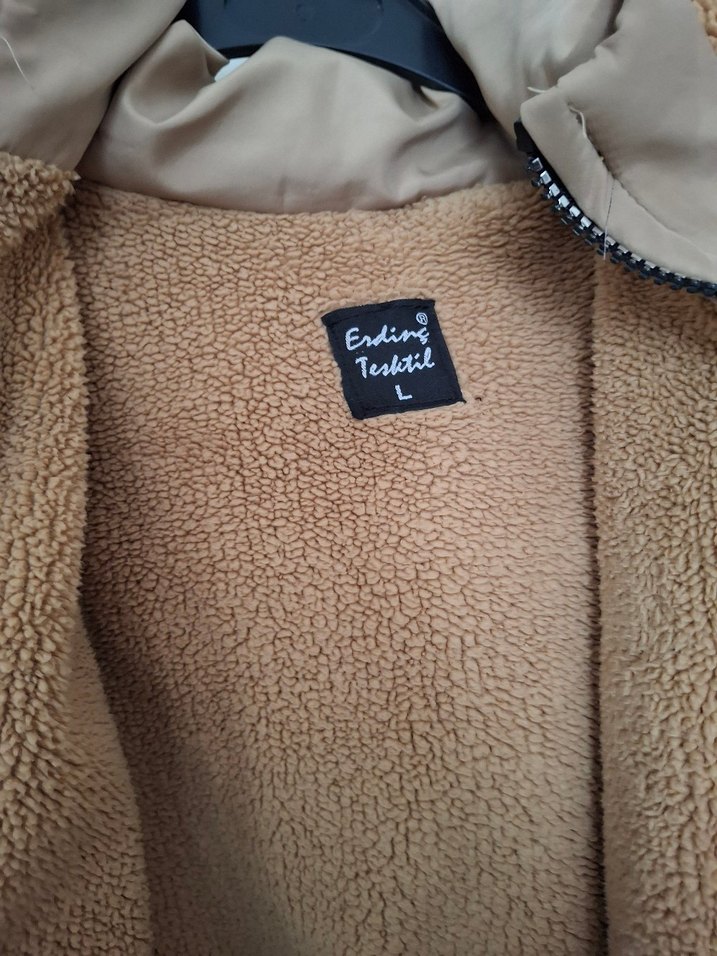 Kürk Detaylı Bej Kadın Uzun Mont - Görsel 5