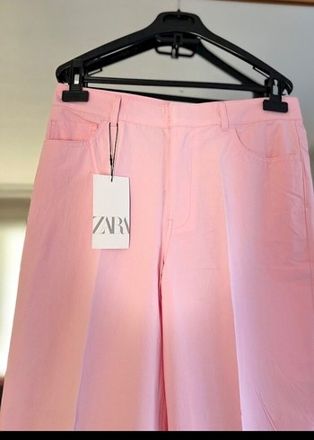 Zara Pudra Renk Kadın Piliseli Kumaş Pantolon