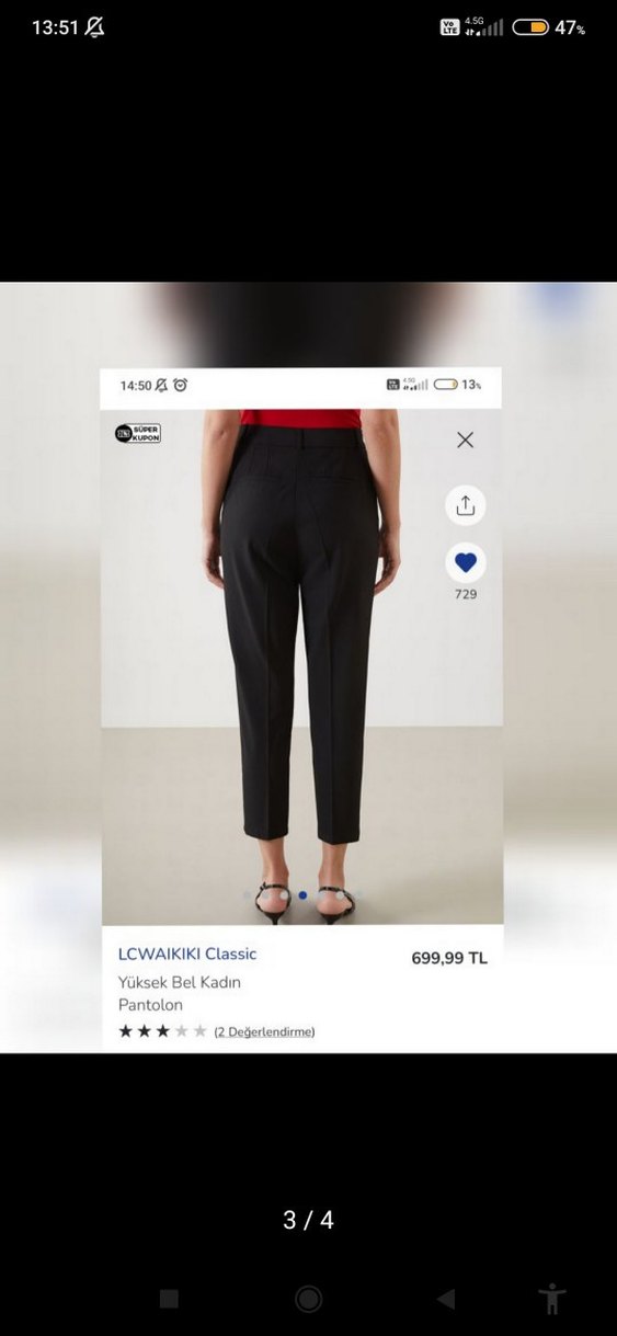 LC Waikiki Kadın Yüksek Bel Kumaş Pantolon - Görsel 3