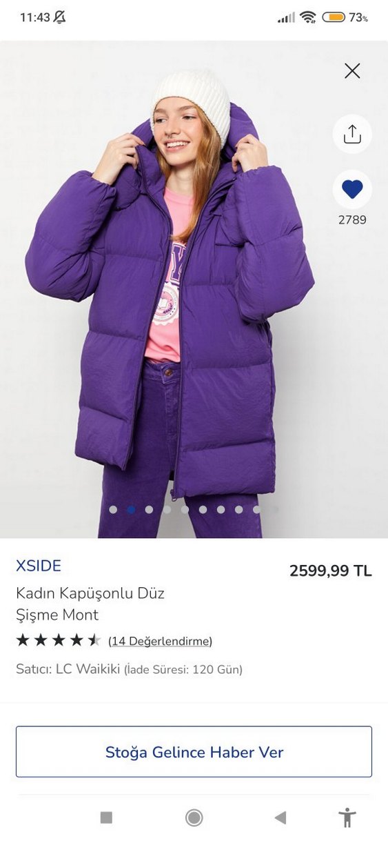 XSIDE Kadın Kapüşonlu Şişme Mont - Görsel 2