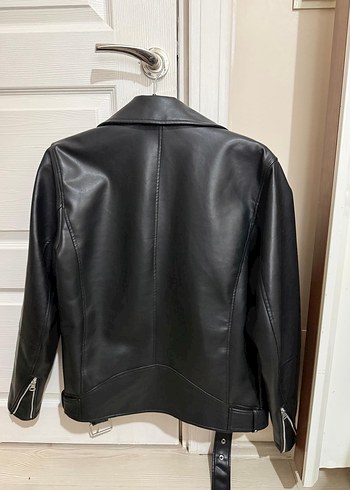 Erkek Pull & Bear Siyah Deri Biker Ceket - Görsel 2