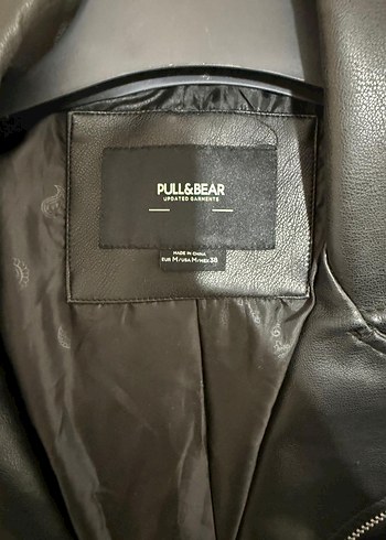 Erkek Pull & Bear Siyah Deri Biker Ceket - Görsel 3