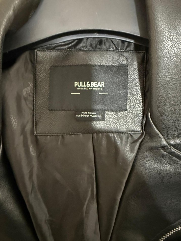 Erkek Pull & Bear Siyah Deri Biker Ceket - Görsel 3