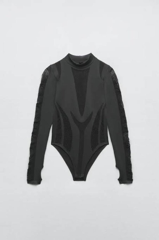 Zara file detaylı parmak geçirmeli bodysuit - Görsel 3