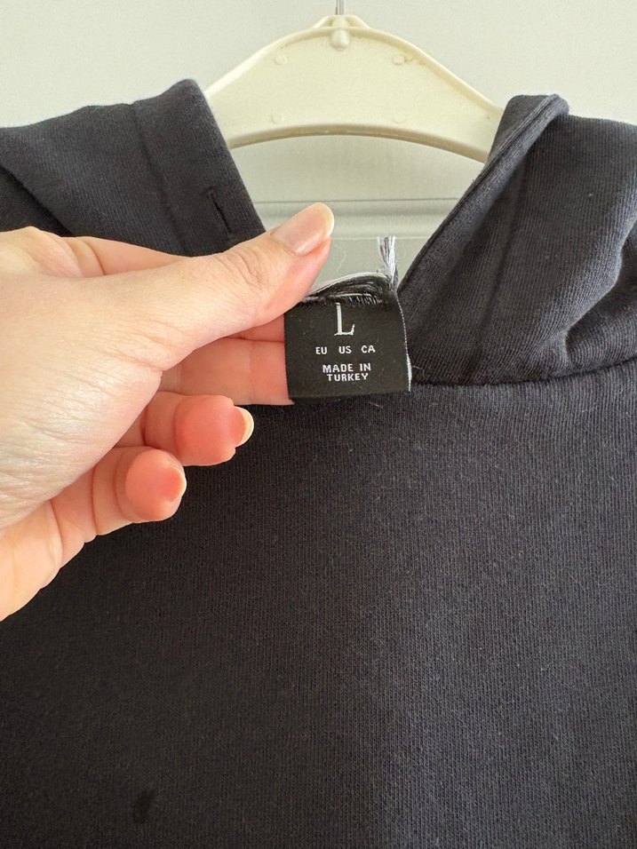 Siyah Baskılı Kapüşonlu Oversize Sweatshirt - Görsel 3