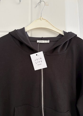 Oysho Siyah Kapüşonlu Fermuarlı Sweatshirt - Görsel 2