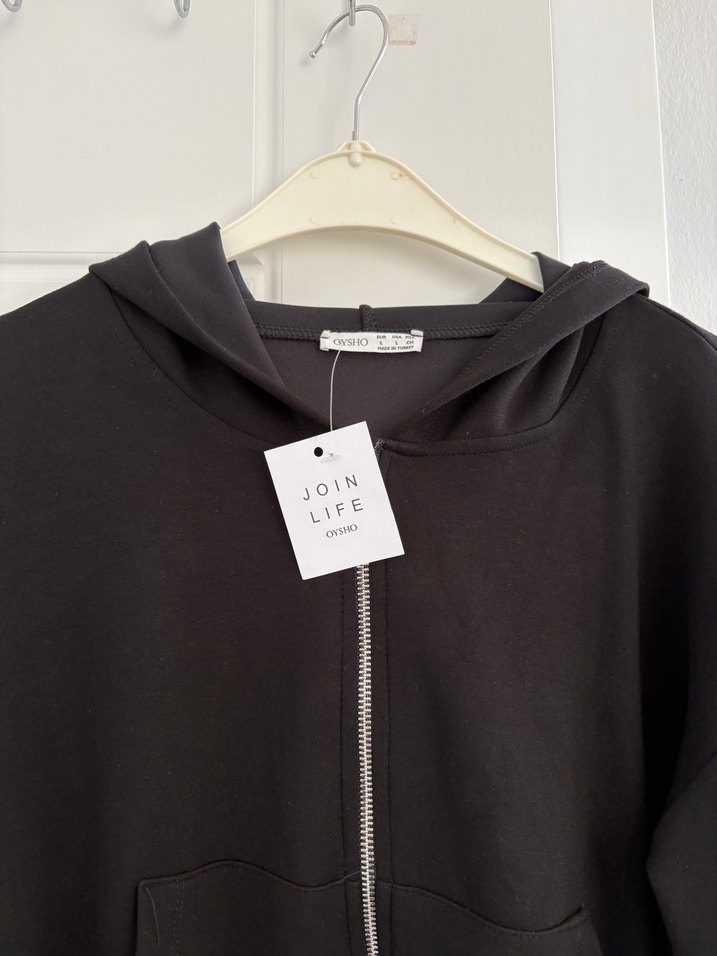 Oysho Siyah Kapüşonlu Fermuarlı Sweatshirt - Görsel 2