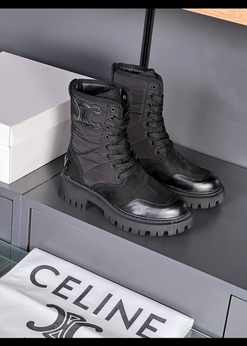 Celine Siyah Platform Topuklu Kadın Bot