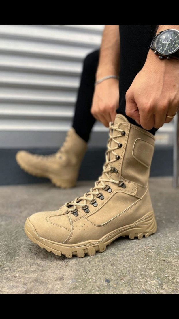 Çöl Botu Orijinal Bej Kamuflaj Desenli Bağcıklı Erkek Bot - Görsel 3