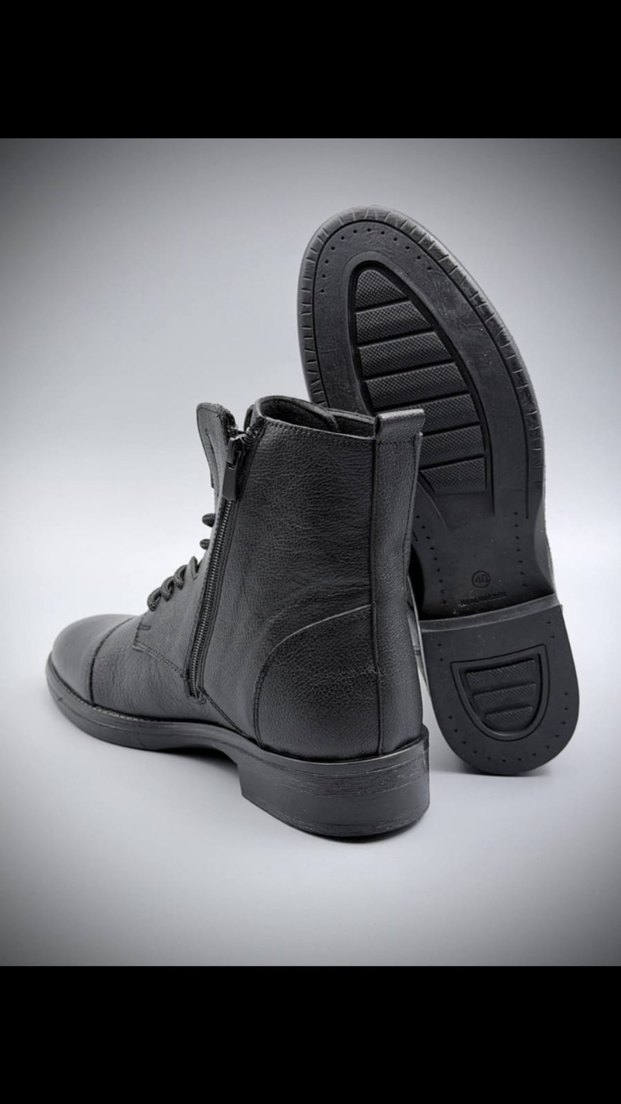 Postal Erkek Siyah Deri Street Style Bot - Görsel 3