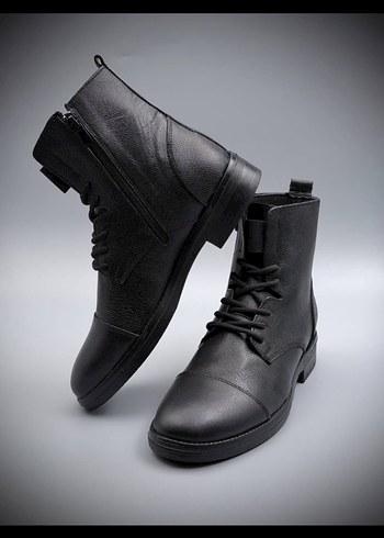 Postal Siyah Deri Erkek Botları - Görsel 2