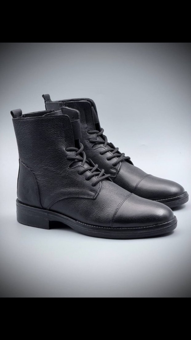 Postal Siyah Deri Erkek Botları - Görsel 4